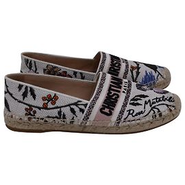 Espadrilles Granville brodées Dior Rose Mutabilis en toile multicolore Autre Imprimé python