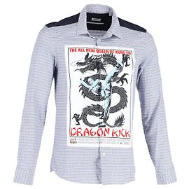 Kenzo Camisa Dragon Kick Queen of Kung Fu de algodón azul Azul