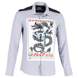 Kenzo-Kenzo Dragon Kick Queen of Kung Fu Karohemd aus blauer Baumwolle-Blau