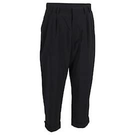 Alexander Mcqueen-Alexander McQueen Cropped Pleated Pants in Black Cotton-Black