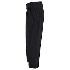 Alexander Mcqueen-Alexander McQueen Cropped Pleated Pants in Black Cotton-Black
