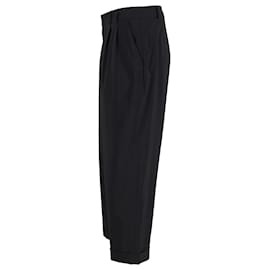 Alexander Mcqueen-Alexander McQueen Pantalon court plissé en coton noir-Noir