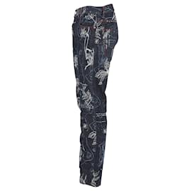 Mcq-Alexander McQueen Denim-Jeans mit Blumendruck aus marineblauer Baumwolle-Blau,Marineblau