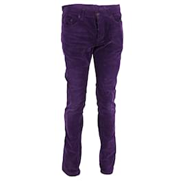 Saint Laurent-Pantalones de pana slim fit de algodón morado Saint Laurent-Púrpura