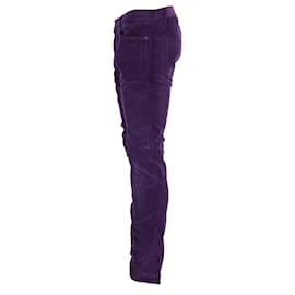 Saint Laurent-Saint Laurent Pantalon Slim Fit en Velours Côtelé en Coton Violet-Violet