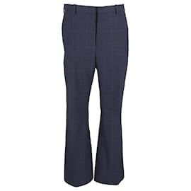 Balenciaga-Balenciaga Checked Trousers in Blue Cotton-Navy blue