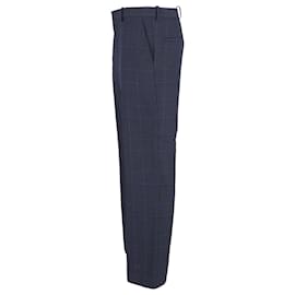 Balenciaga-Pantaloni a quadri Balenciaga in cotone Blu-Blu navy