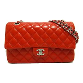 Chanel-Bolsa média clássica forrada A01112-Vermelho