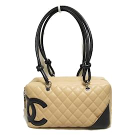 Chanel-Cambon Quilted Leather Bowling Bag-Brown