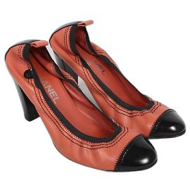 Chanel Leather Heels Coral Size 38 Coral