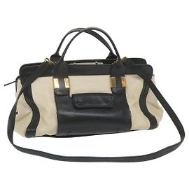 Chloé Chloe Alice Handtasche Leder 2Weise Weiß Schwarz 04 12 62 65 Auth ep2460 Schwarz Weiß