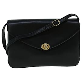 Bally-BALLY Shoulder Bag Leather Black Auth 60178-Black