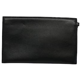 Balenciaga-BALENCIAGA Pouch Leather Black Auth ep2473-Black