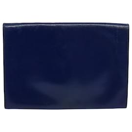Hermès-HERMES Clutch Bag Leather Blue Auth bs10101-Blue
