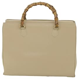 Gucci-GUCCI Bamboo Hand Bag Leather 2way Beige 002 2855 0322 0 Auth ep2294-Beige
