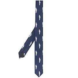 Gianfranco Ferré-Gianfranco Ferré Corbata de seda azul con estampados-Azul