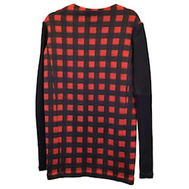 Maje-Maje Check Sweater Mini Dress in Red Polyester-Red