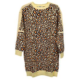 Kenzo Robe Pull Léopard-Intarsia en Poly Coton Multicolore Autre Imprimé python