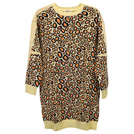 Kenzo-Vestido suéter Kenzo Leopard-Intarsia em poliéster multicolorido-Multicor