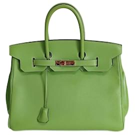 Hermès-Hermès Birkin 35 bag in apple green ever calf leather-Green