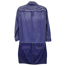 Maje-Maje Denim Mini Dress in Blue Poly Cotton-Blue