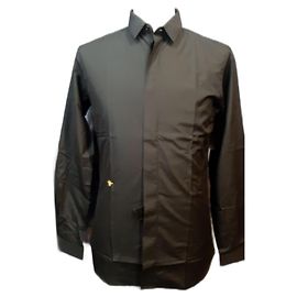 Camicia Christian Dior in cotone nera con ricamo ape oro Nero