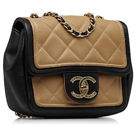 Chanel-Chanel Brown Mini Square Graphic Flap Crossbody Bag-Brown