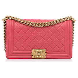 Chanel-Chanel Pink Medium Lammleder Boy Flap Bag-Pink