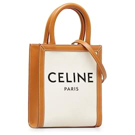 Céline-Celine White Mini Cabas Verticais-Branco