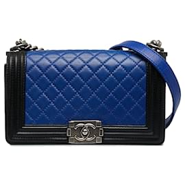 Chanel-Bolso mediano con solapa bicolor para niño Chanel de piel de cordero azul-Azul