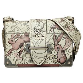 Bolso bandolera Prada White Glace Calf Rabbit Cahier Blanco