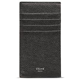 Céline-Celine Black Leather Card Holder-Black