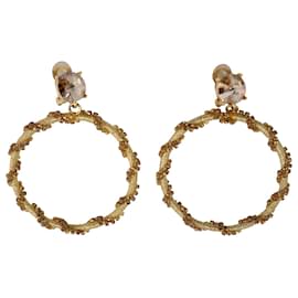 Oscar de la Renta-Oscar De La Renta Embellished Hoop Earrings in Gold Metal-Golden