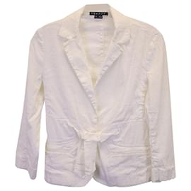 Theory-Theory Tie-Front Blazer in White Linen-White