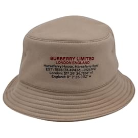 Burberry-Burberry Horseferry Motif Jersey Bucket Hat in Beige Cotton-Beige
