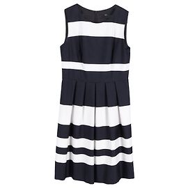 Boss by Hugo Boss – Gestreiftes, plissiertes Minikleid aus blauem Polyester Blau