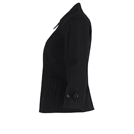 Dolce & Gabbana-Dolce & Gabbana Button-Front Short Coat in Black Polyester-Black