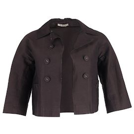 Bottega Veneta Chaqueta Bolero Corta de Algodón Marrón Castaño