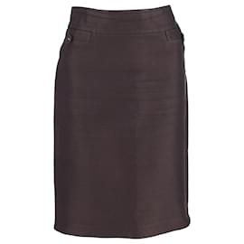 Bottega Veneta-Bottega Veneta Knee-Length Pencil Skirt in Grey Cotton-Grey