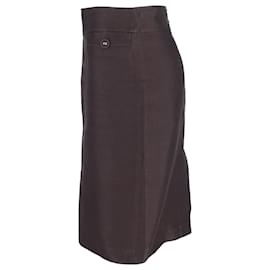 Bottega Veneta-Bottega Veneta Knee-Length Pencil Skirt in Grey Cotton-Grey