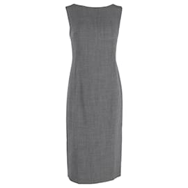 Max Mara-Max Mara Sleeveless Midi Sheath Dress in Grey Cotton-Grey