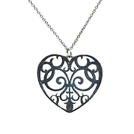 Autre Marque-Arabesque Heart Pendant Necklace-Silvery