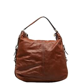 Gucci-Leather Hobo Bag 282344-Brown