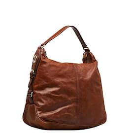 Gucci-Leather Hobo Bag 282344-Brown