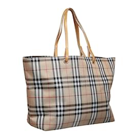 Burberry-House Check Canvas Tote Bag-Brown