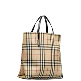 Burberry-Burberry House Check Canvas Tote Bag Canvas Tote Bag in Good condition-Brown