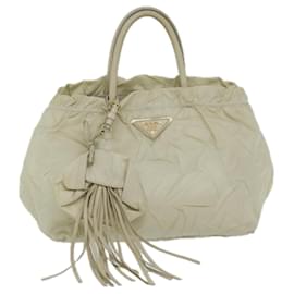 Prada-PRADA Hand Bag Nylon Beige Auth bs10343-Beige