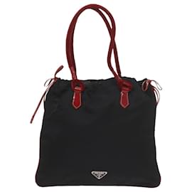 Prada-PRADA Hand Bag Nylon Black Red Auth 60533-Black,Red