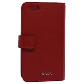 Prada-PRADA para iPhone 6 / 6Funda iPhone S Piel Safiano Rojo Auth am5276-Roja