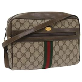 Gucci-GUCCI GG Supreme Web Sherry Line Shoulder Bag Beige Red 72 02 005 Auth th4314-Red,Beige
